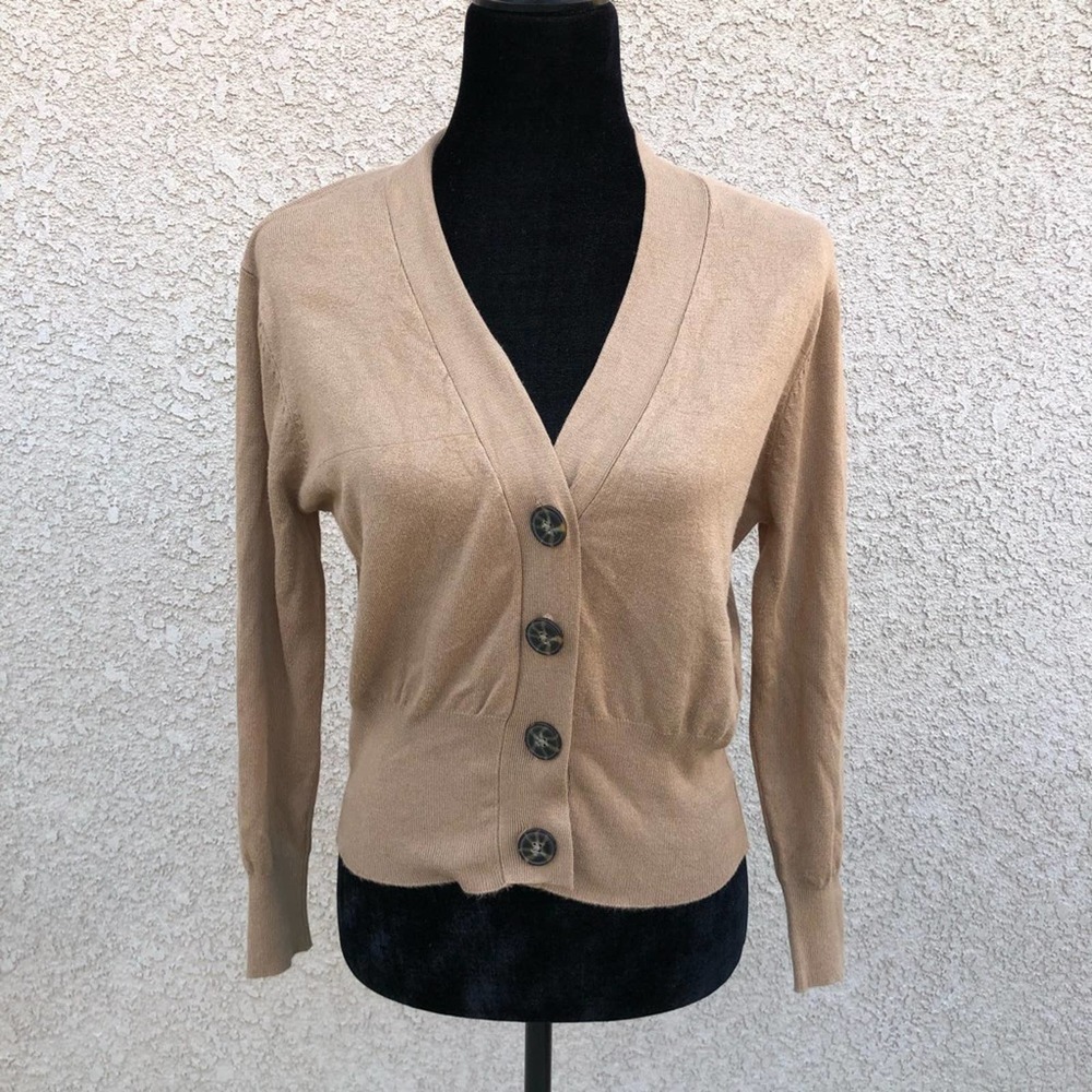 Zara Knit Button-up Cardigan Sweater Toffee Small